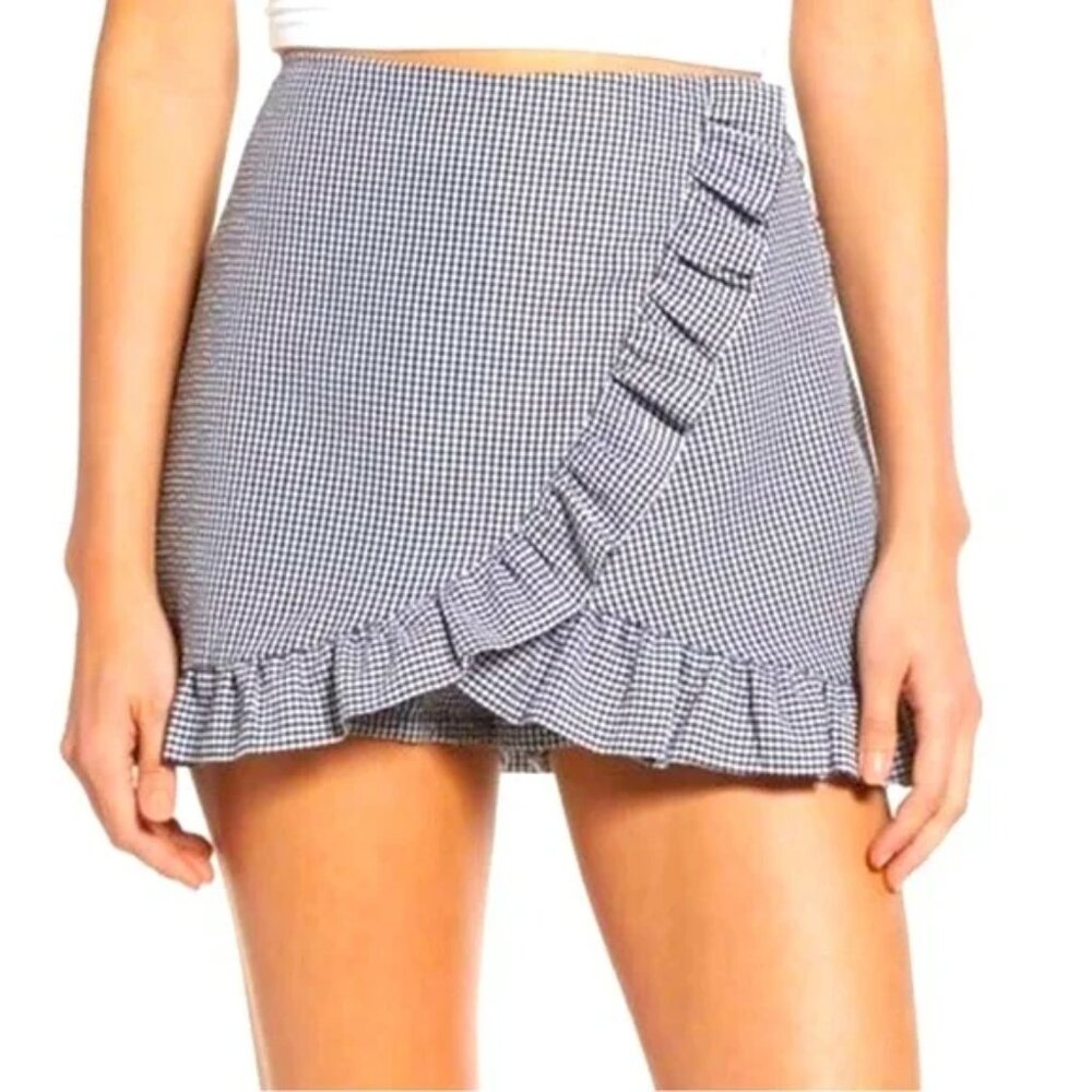 MIMI CHICA black white check ruffle skirt w/shorts women’s size S